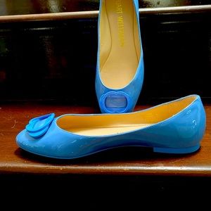 Stuart Weitzman light blue leather flats with duster bag size 9b us